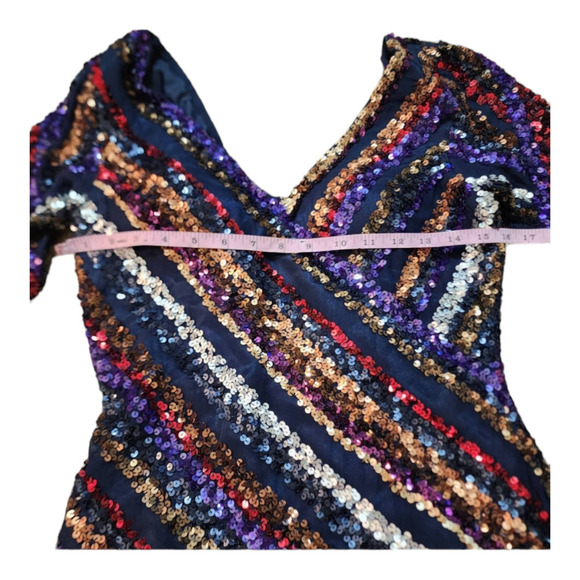 New SCALA silk navy blue with sequins Homecoming Cocktail Dress size 6 - Picture 9 of 11